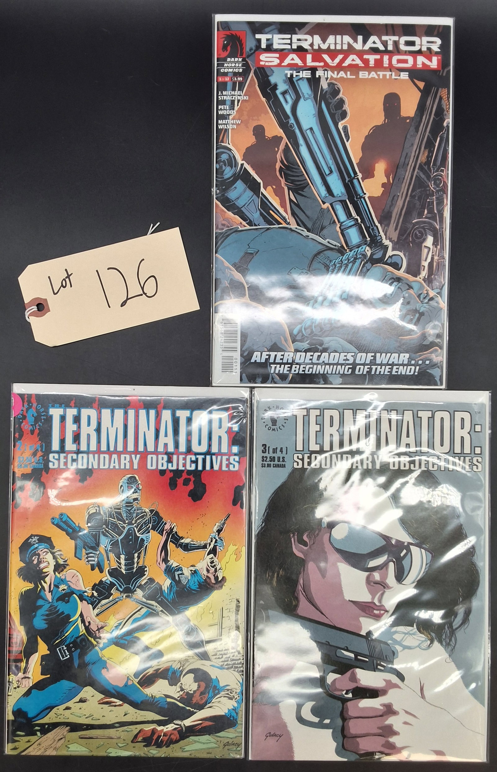 Lot of 3 Terminator Comics: Lot of 3 Terminator Comics Condition All property is sold in "as is" condition and all sales are final. Teel Auctions and its consignor make no representations or warranties, express or implied, with