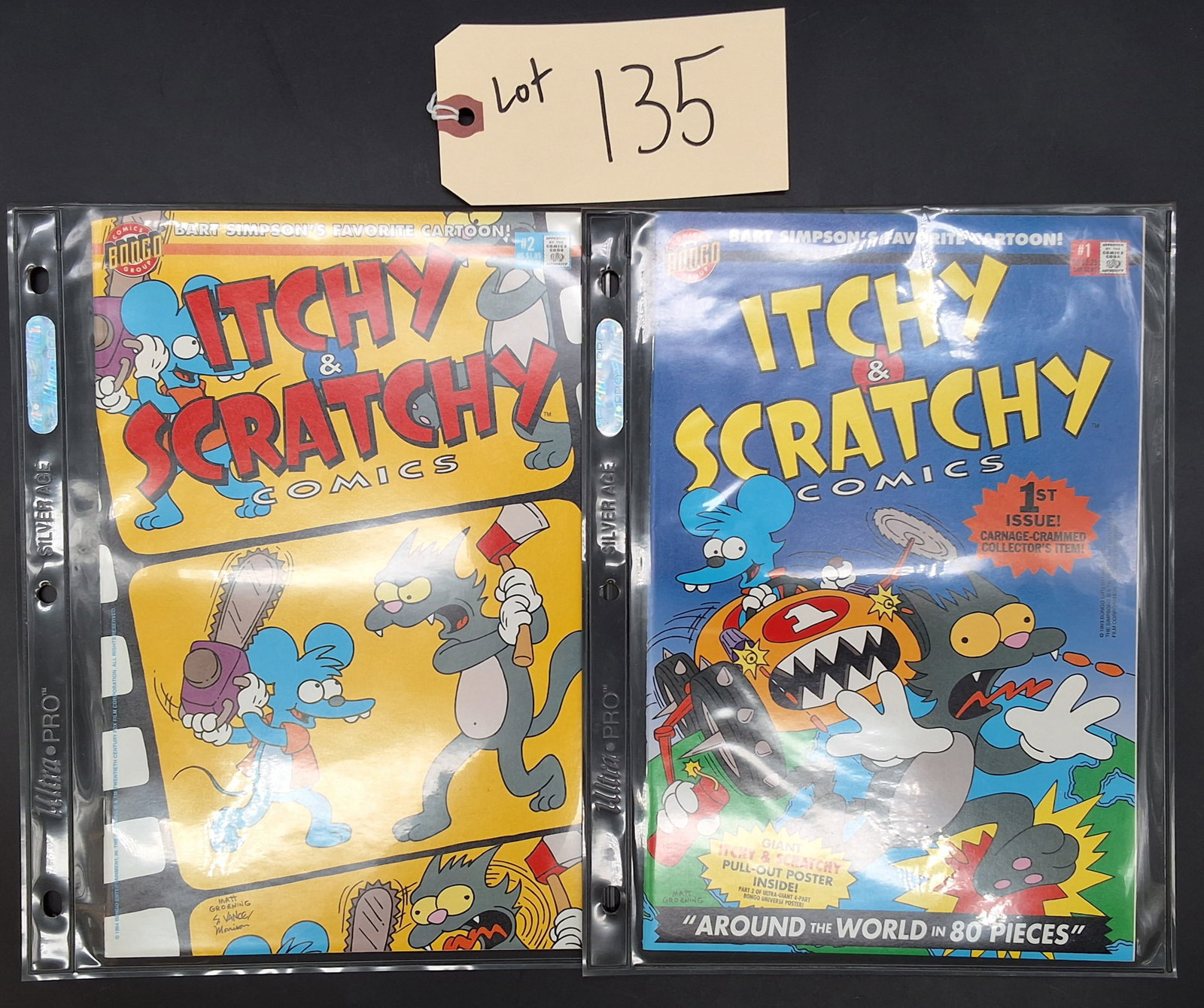 Itchy & Scratchy Comics Issues 1 & 2 1993: Itchy & Scratchy Comics Issues 1 & 2 1993 Condition All property is sold in "as is" condition and all sales are final. Teel Auctions and its consignor make no representations or warranties, express