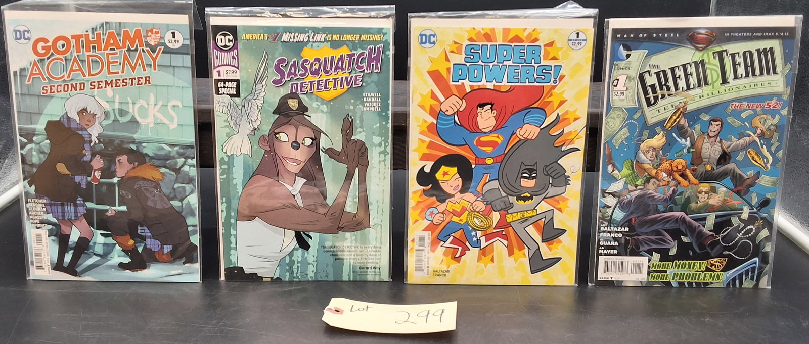 Lot of 4 Misc Modern DC Comics: Lot of 4 Misc Modern DC Comics: Gotham Academy Second Semester, Sasquatch Detective, Super Powers!, The Green Team Condition All property is sold in "as is" condition and all sales are final. Teel Auc