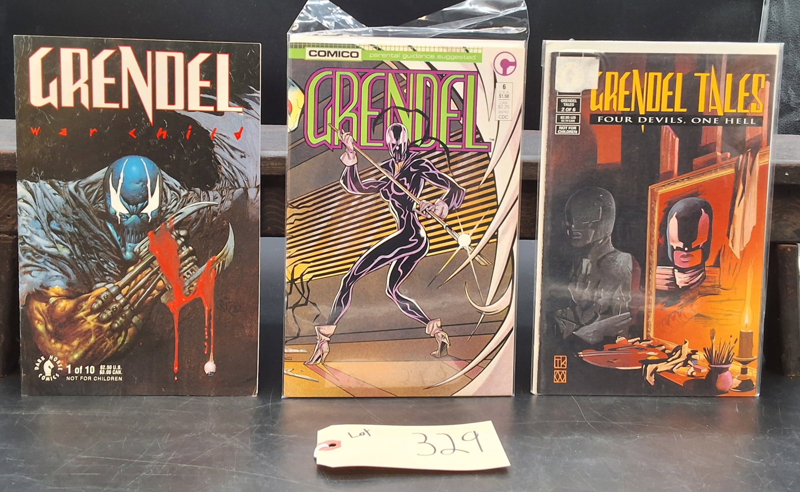 Lot of 3 Grendel Comics: Lot of 3 Grendel Comics Condition All property is sold in "as is" condition and all sales are final. Teel Auctions and its consignor make no representations or warranties, express or implied, with