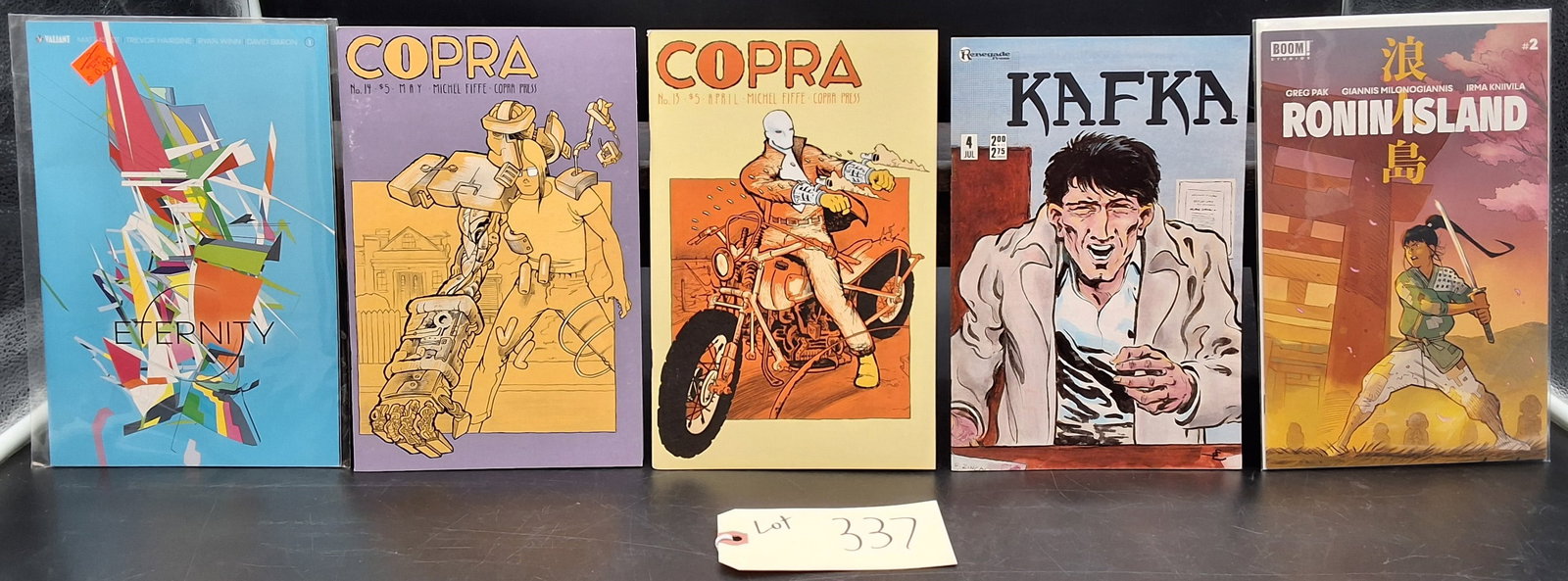 Lot of 5 Misc Comics: Eternity, Copra #13 & 14, Kafka, Ronin Island: Lot of 5 Misc Comics: Eternity, Copra #13 & 14, Kafka, Ronin Island Condition All property is sold in "as is" condition and all sales are final. Teel Auctions and its consignor make no