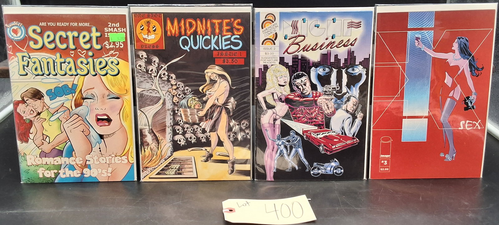 Lot of 4 Mature Comics: Secret Fantasies, Midnite's Quickies, Night Business, SEX: Lot of 4 Mature Comics: Secret Fantasies, Midnite's Quickies, Night Business, SEX Condition All property is sold in "as is" condition and all sales are final. Teel Auctions and its consignor make no