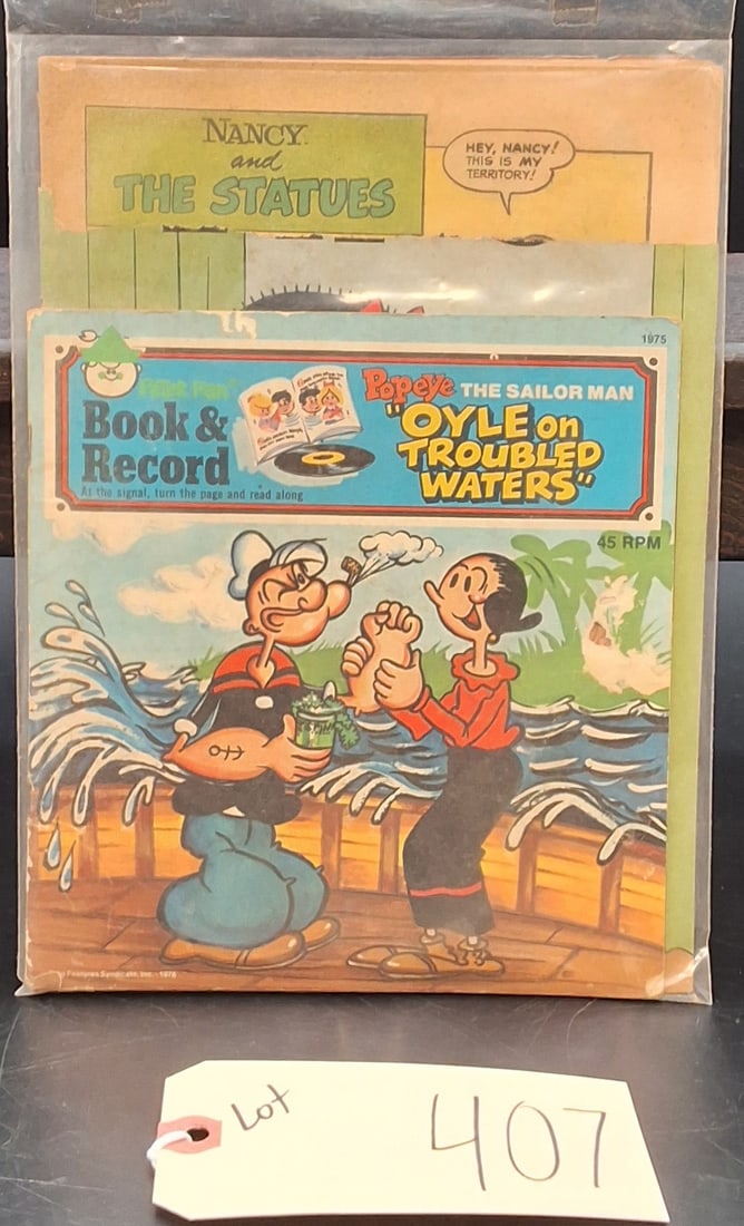 Nancy and the Statues with Popeye Book & Record: Nancy and the Statues with Popeye Book & Record Condition All property is sold in "as is" condition and all sales are final. Teel Auctions and its consignor make no representations or warranties,