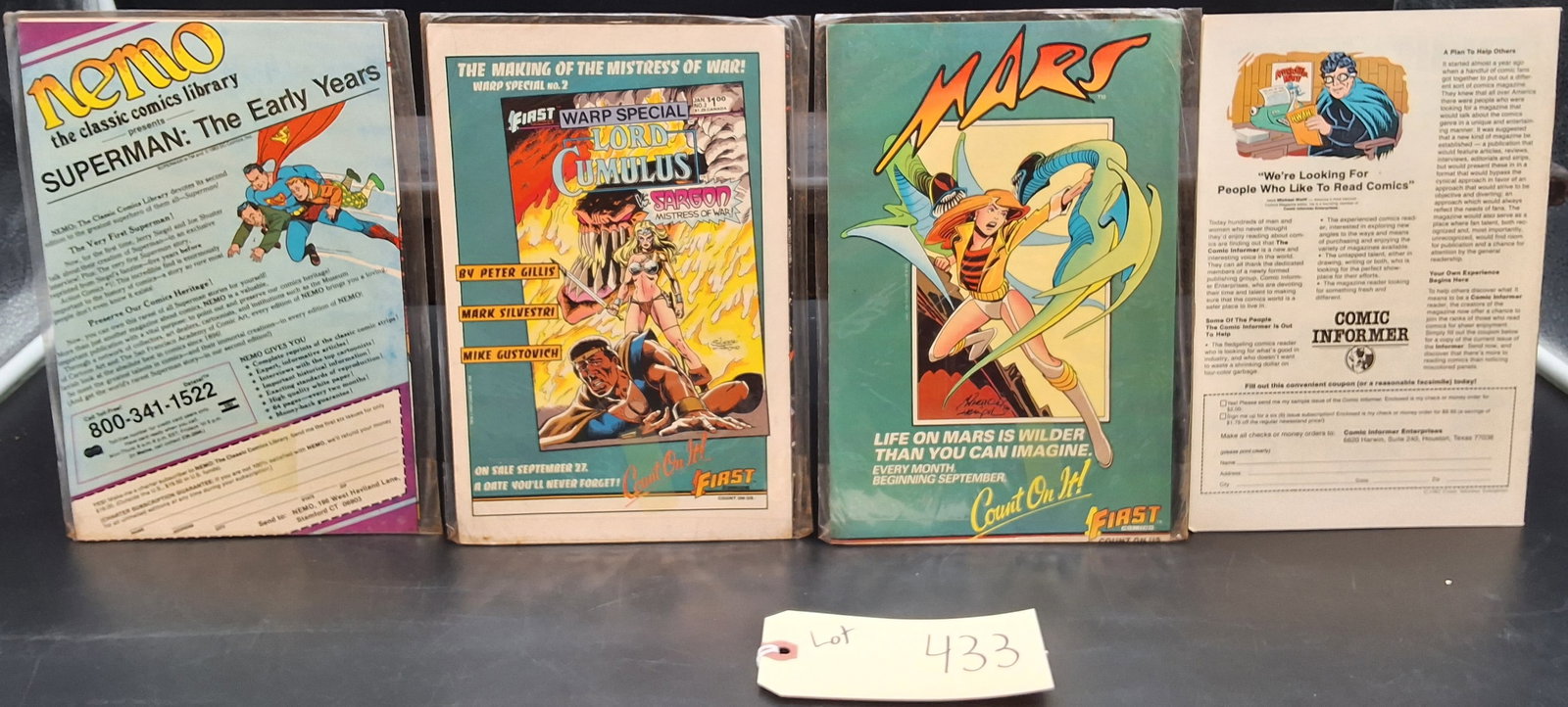 Lot of 4 1980s Warp Comics: #6, 9, 8, 1 - 2