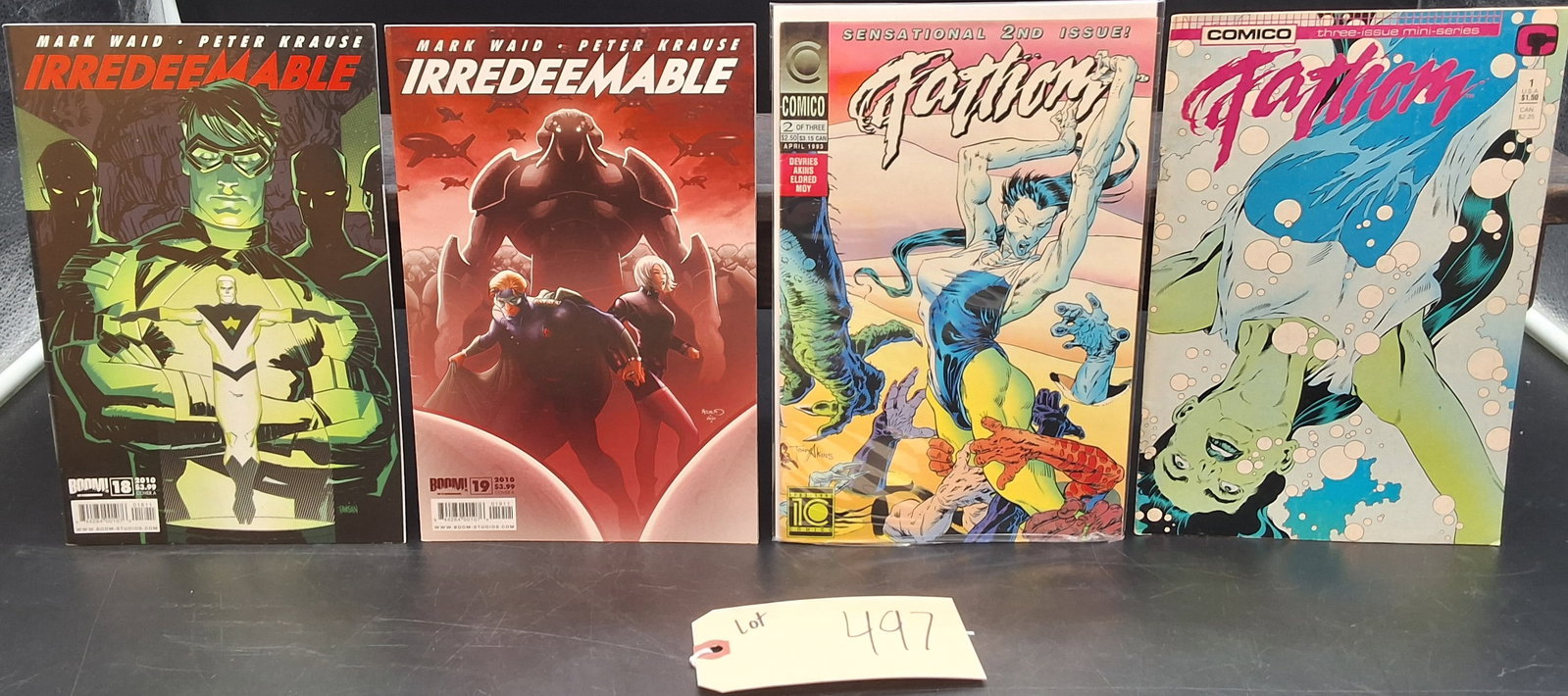 Lot of 4 Comics: Irredeemable #18 & 19 and Fathom #1 & 2: Lot of 4 Comics: Irredeemable #18 & 19 and Fathom #1 & 2 Condition All property is sold in "as is" condition and all sales are final. Teel Auctions and its consignor make no representations or