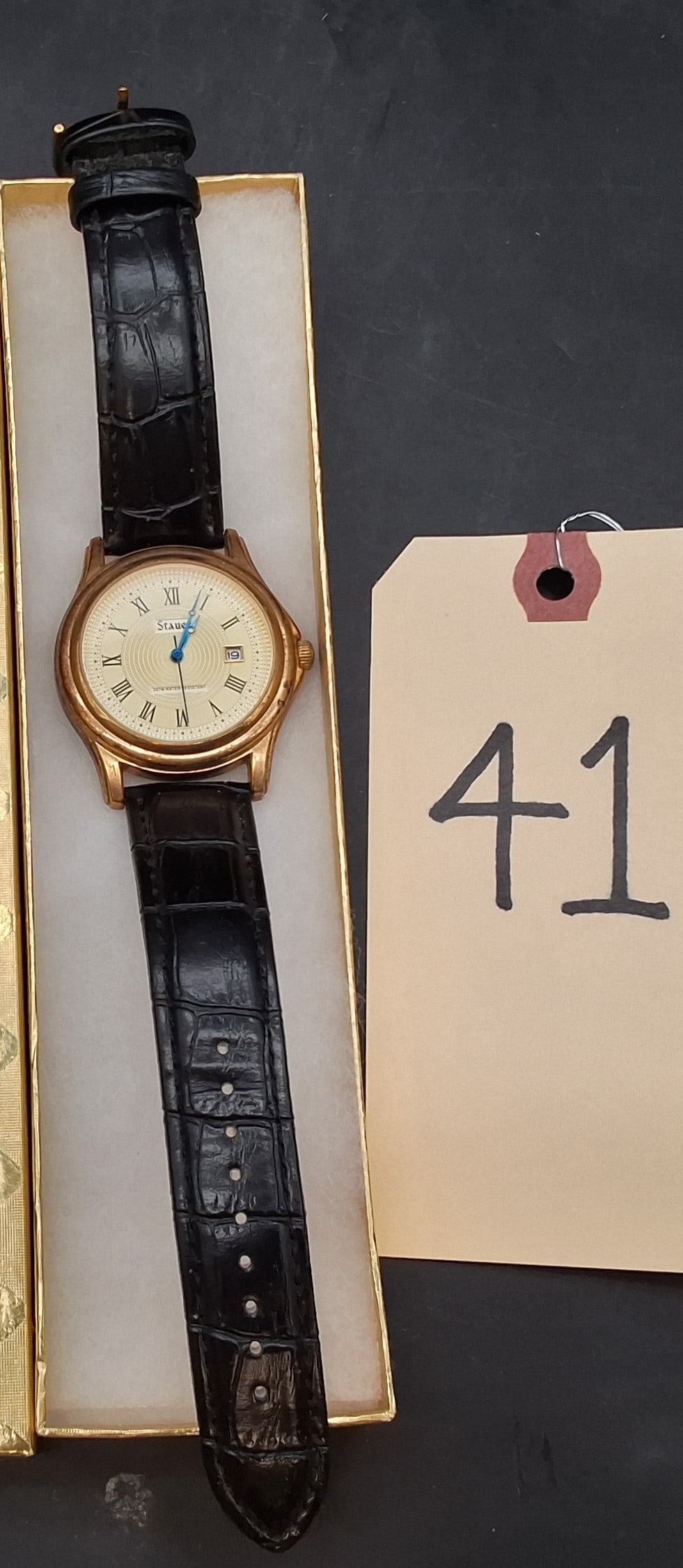 Stauer 3atm water resistant Watch 17961: Stauer 3atm water resistant Watch 17961 Condition All property is sold in "as is" condition and all sales are final. Teel Auctions and its consignor make no representations or warranties, express or