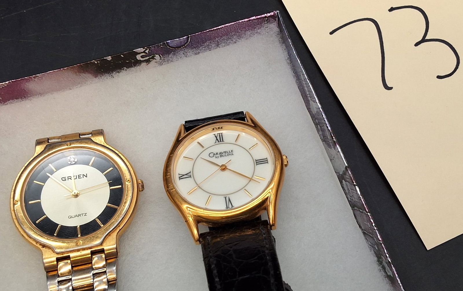 Gruen 223-2035 and Caravelle by Bulova engraved watch - 2