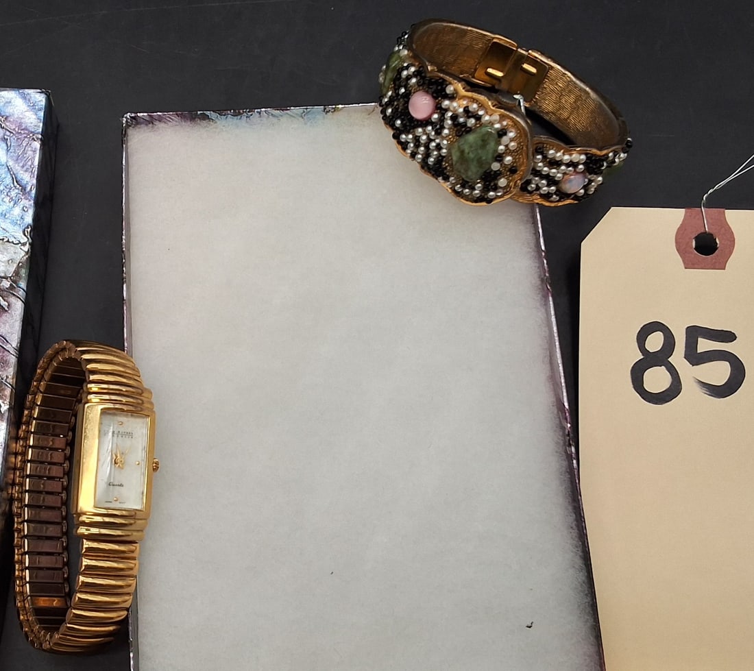 Pair of Women's Wristwatches John River Classic and Norman De Luxe hinged cuff watch bracelet (1 of 3)