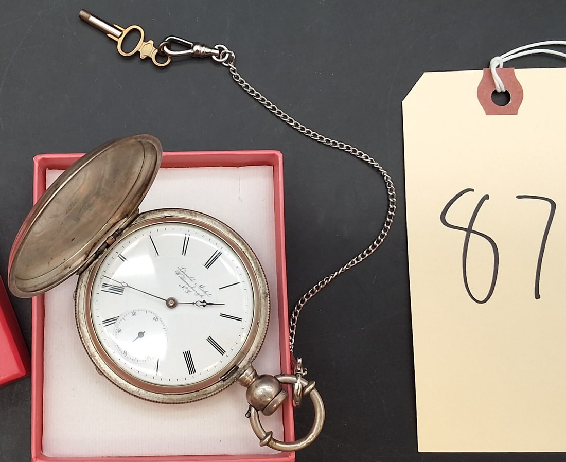 Leopold Michel Williamsburg NY Pocketwatch in Fine Silver Case No 4068: Leopold Michel Williamsburg NY Pocketwatch in Fine Silver Case No 4068 Condition All property is sold in "as is" condition and all sales are final. Teel Auctions and its consignor make no
