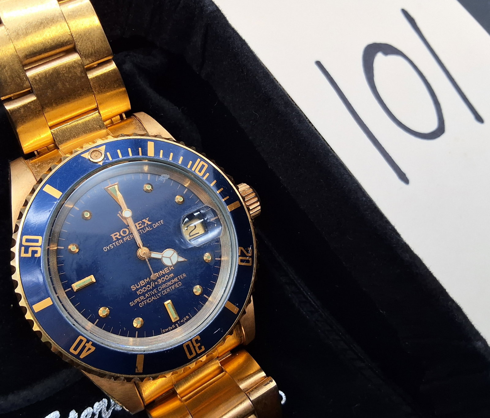 Imitation Rolex Submariner yellow gold with blue dial - 2