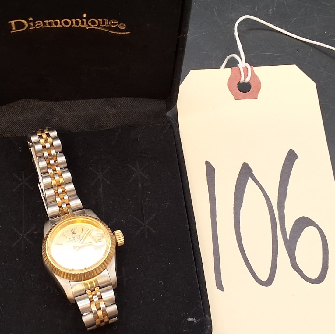 Imitation Rolex Oyster Perpetual Date 26mm 2 tone watch: Imitation Rolex Oyster Perpetual Date 26mm 2 tone watch Condition All property is sold in "as is" condition and all sales are final. Teel Auctions and its consignor make no representations or warranti