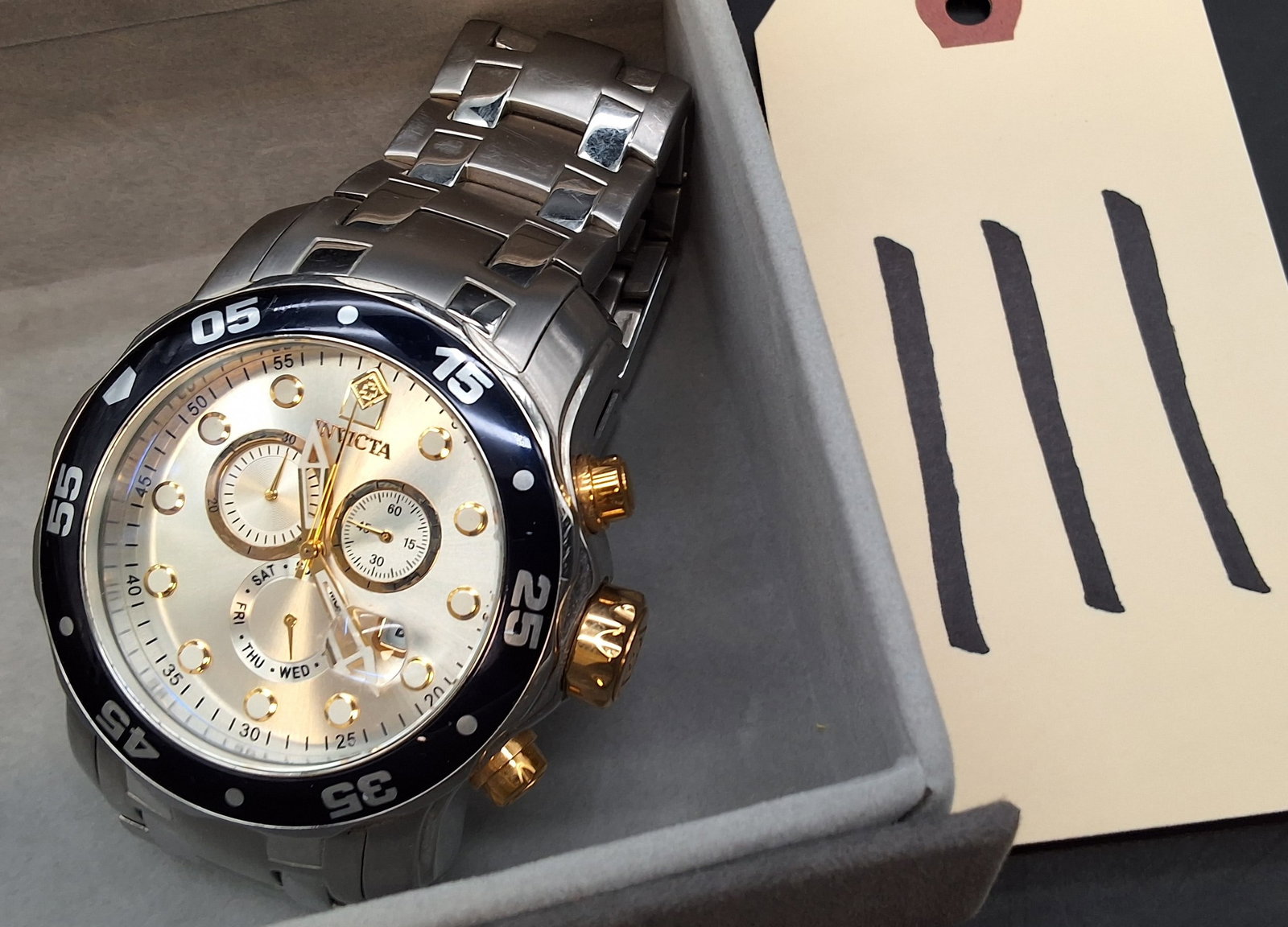 Invicta Pro Diver 80040 stainless steel quartz chronograph watch - 2