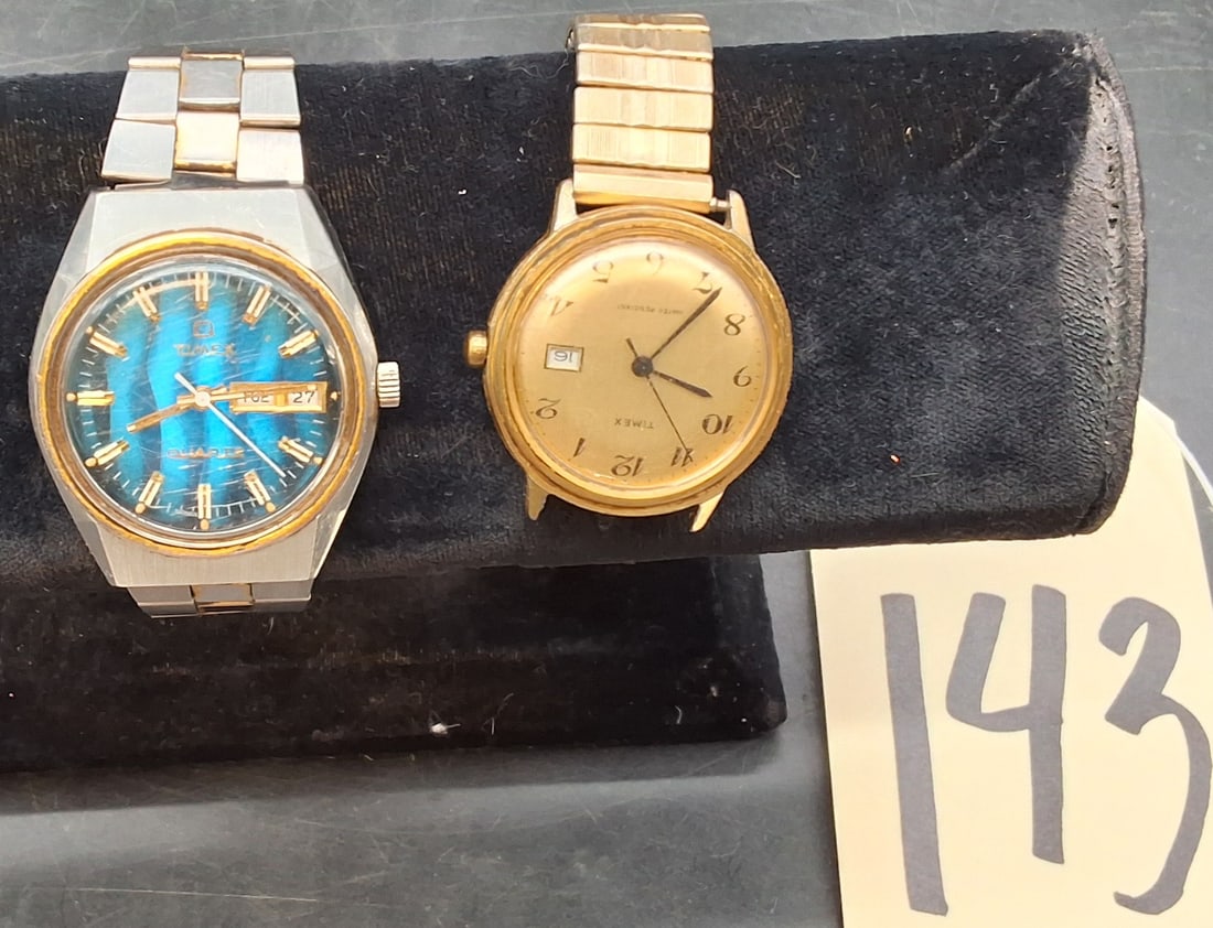 Lot of 2 Timex Watches: Lot of 2 Timex Watches Condition All property is sold in "as is" condition and all sales are final. Teel Auctions and its consignor make no representations or warranties, express or implied, with resp