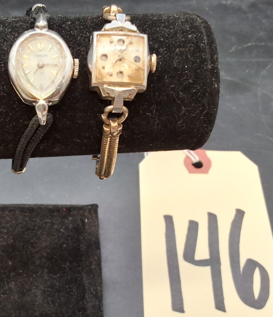 Lot of 2 Vtg silver tone watches: starlite, Bulova: Lot of 2 Vtg silver tone watches: starlite, Bulova Condition All property is sold in "as is" condition and all sales are final. Teel Auctions and its consignor make no representations or warranties, e
