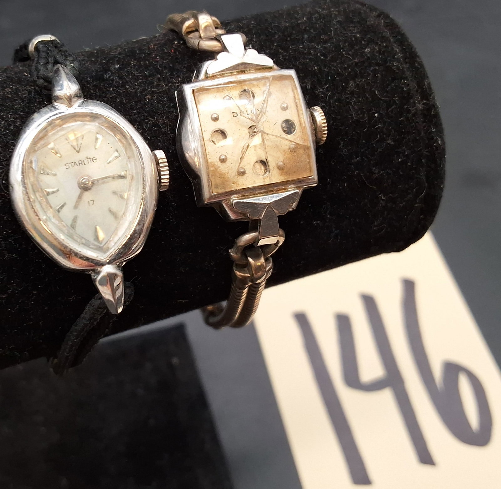 Lot of 2 Vtg silver tone watches: starlite, Bulova - 2