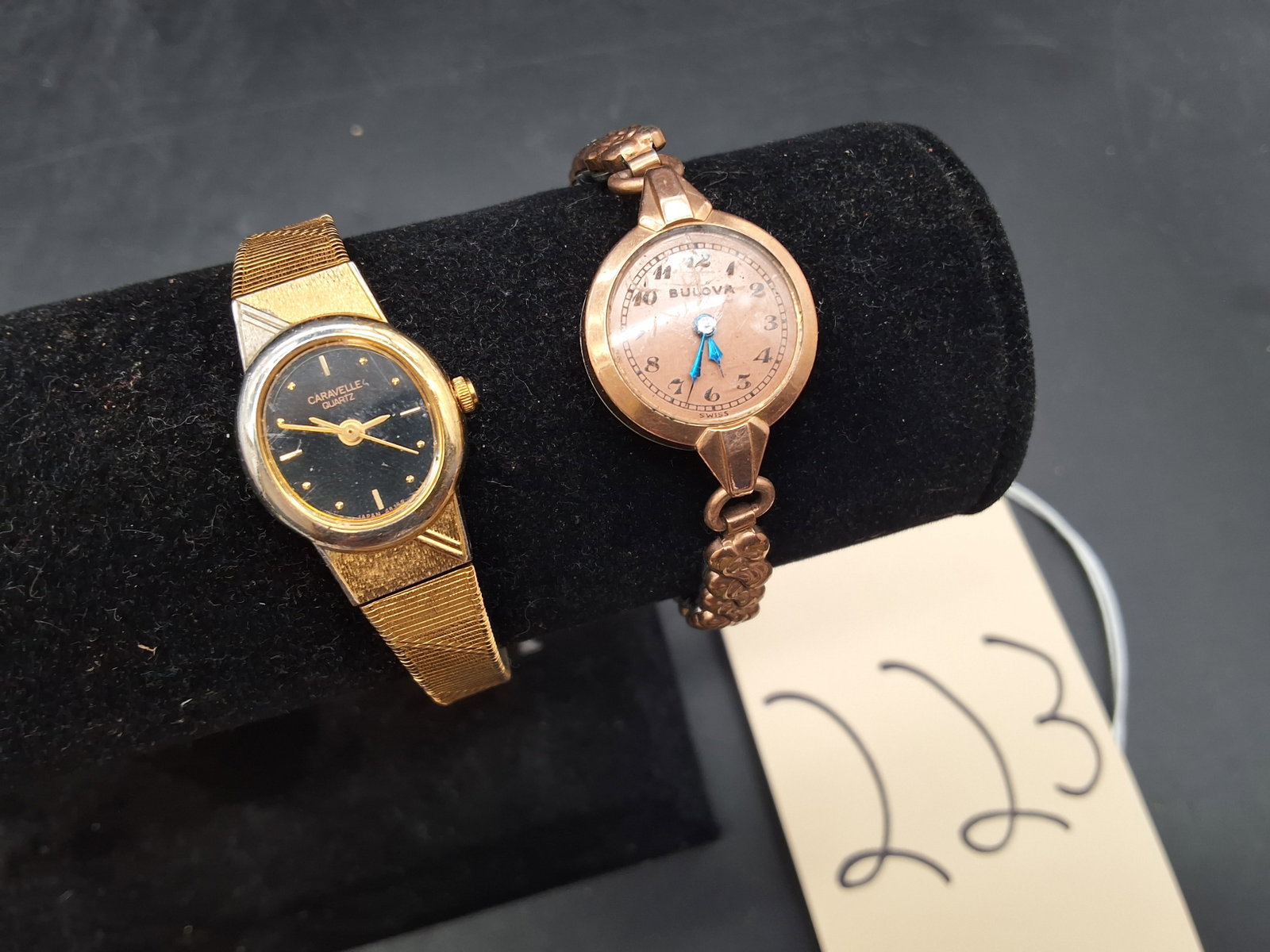 Pair of gold tone Bulova Watches: Bulova 2605148 and Caravelle by Bulova - 2
