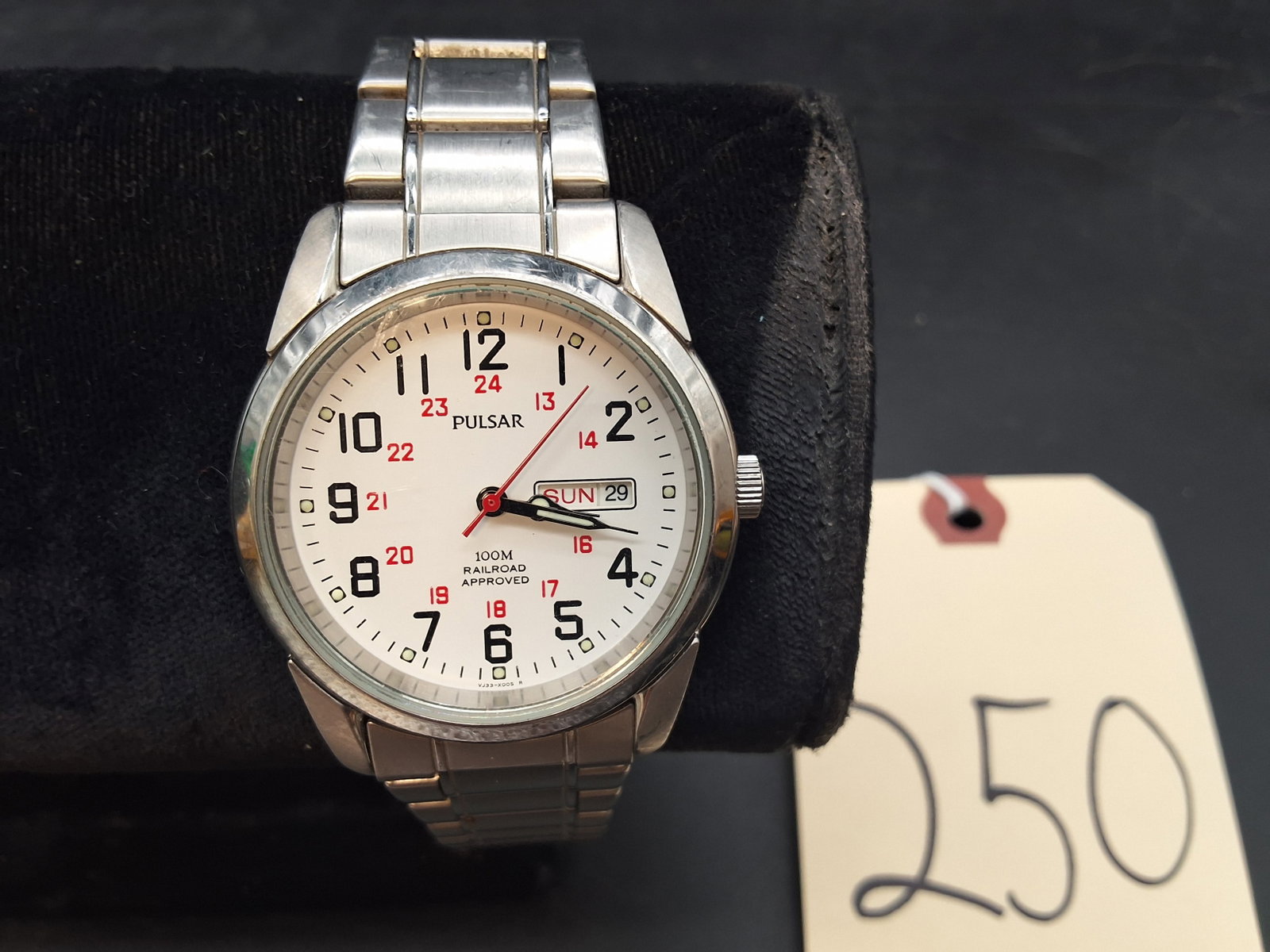 Pulsar silver tone "railroad approved" VJ33-X004 - 2