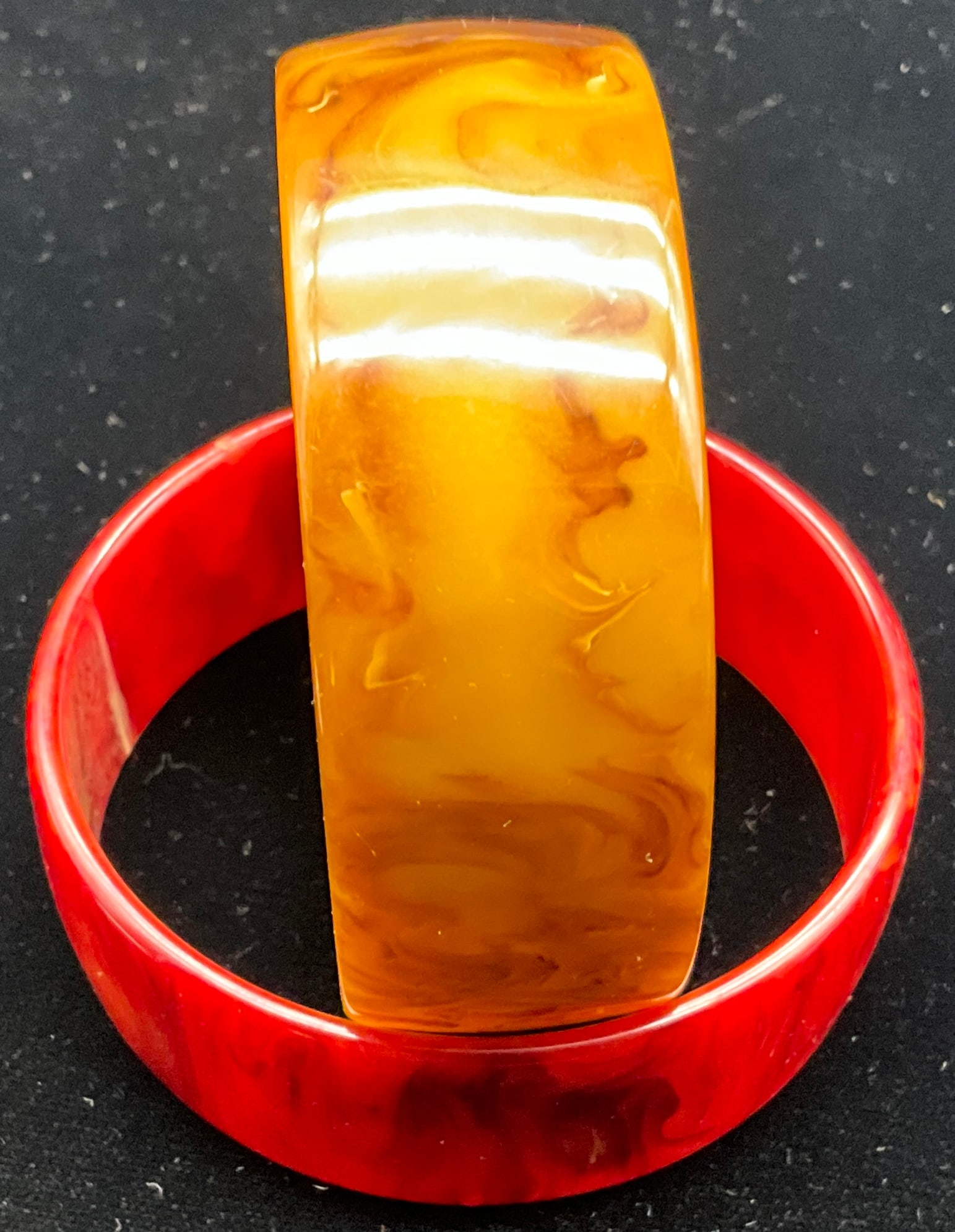 A Trio of Vintage Marbled Bakelite Bangle Bracelets - 3