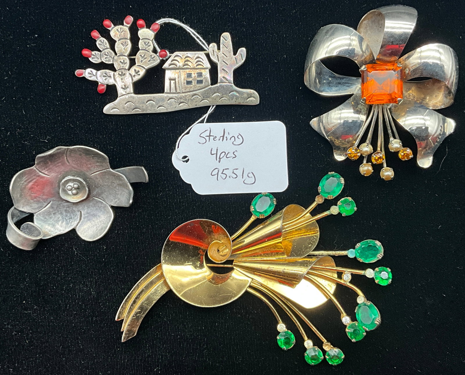 An Assortment of Four Vintage Sterling Silver Brooches - 2