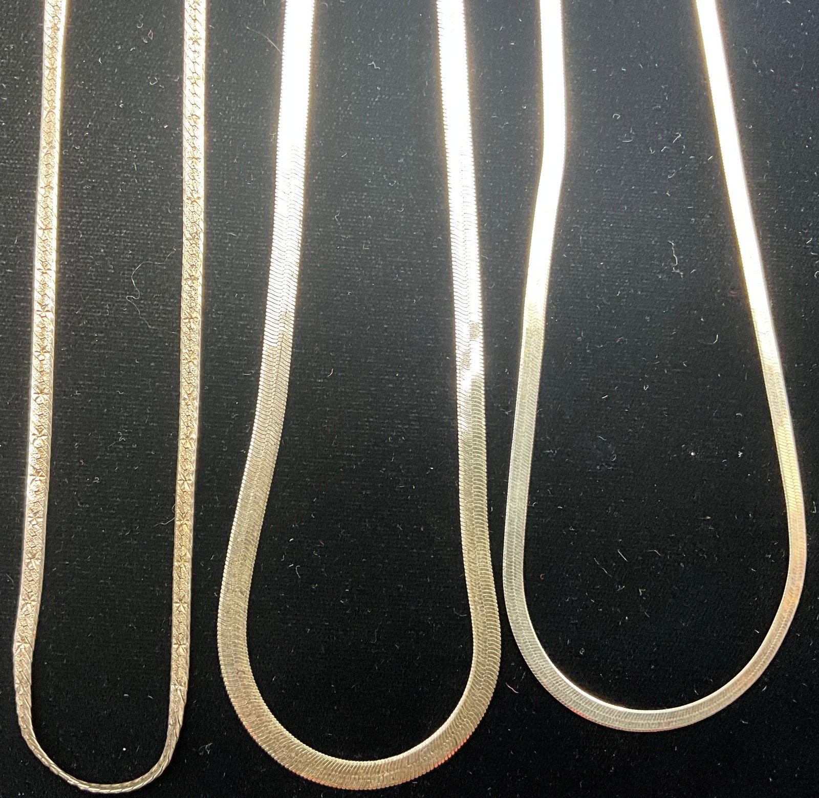 Group of (4) Sterling Silver Italian and Herringbone Chain Necklaces - 2