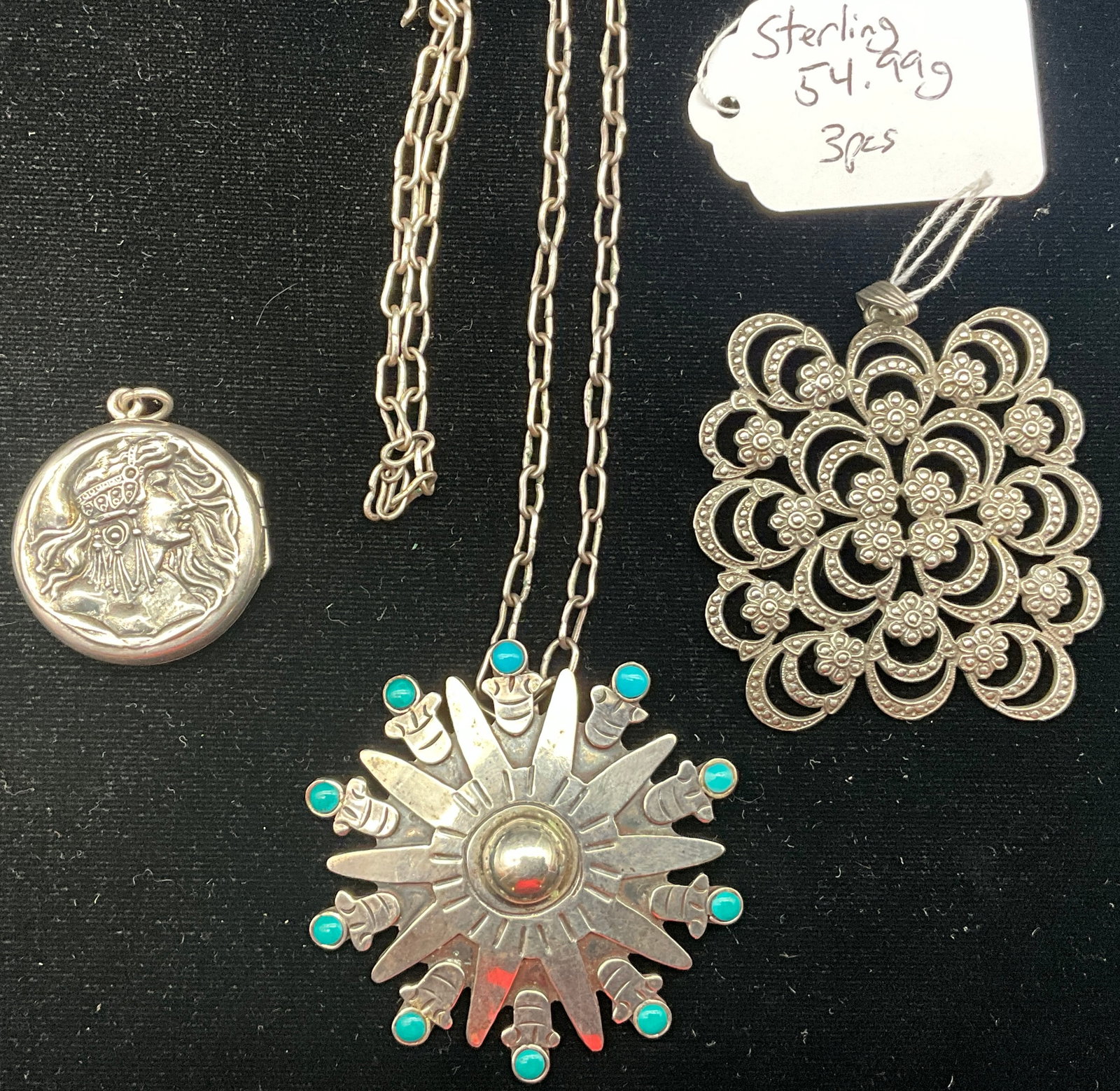 Trio of Vintage Sterling Silver Jewelry Including Taxco. - 2