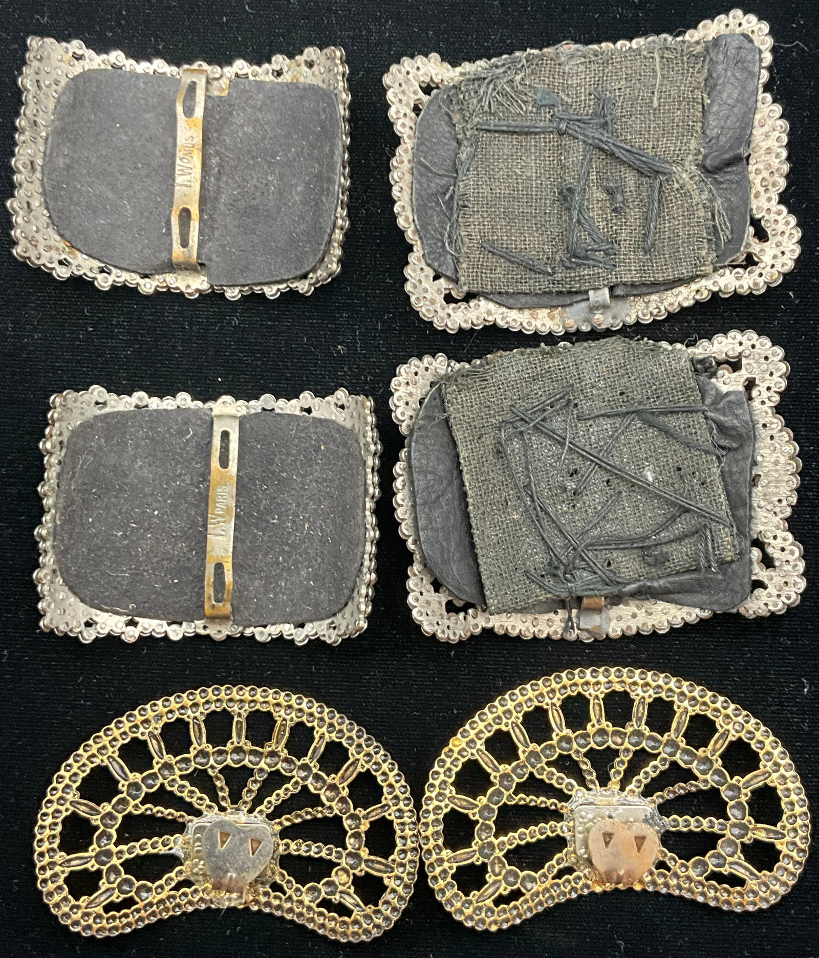 Vintage Cut Steel and Gold-Toned Filigree Shoe Clips Including L.W. Paris - 3