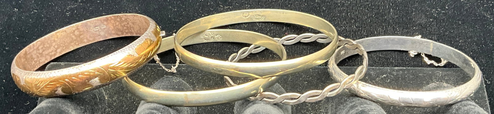 Collection of Mexican Sterling Silver Bangle Bracelets - 3