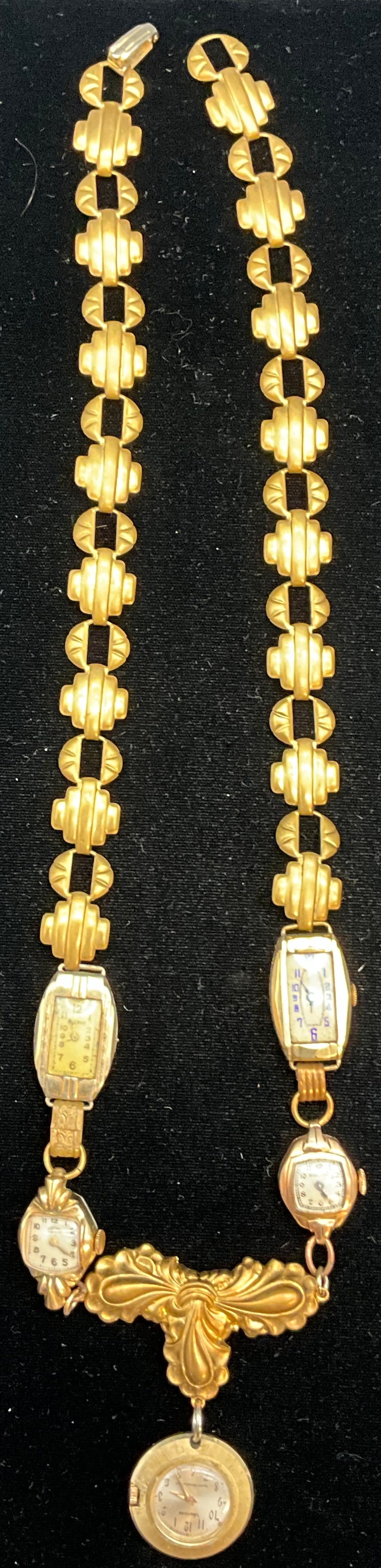 Vintage Watch Component Assemblage Bookchain Statement Necklace - 2
