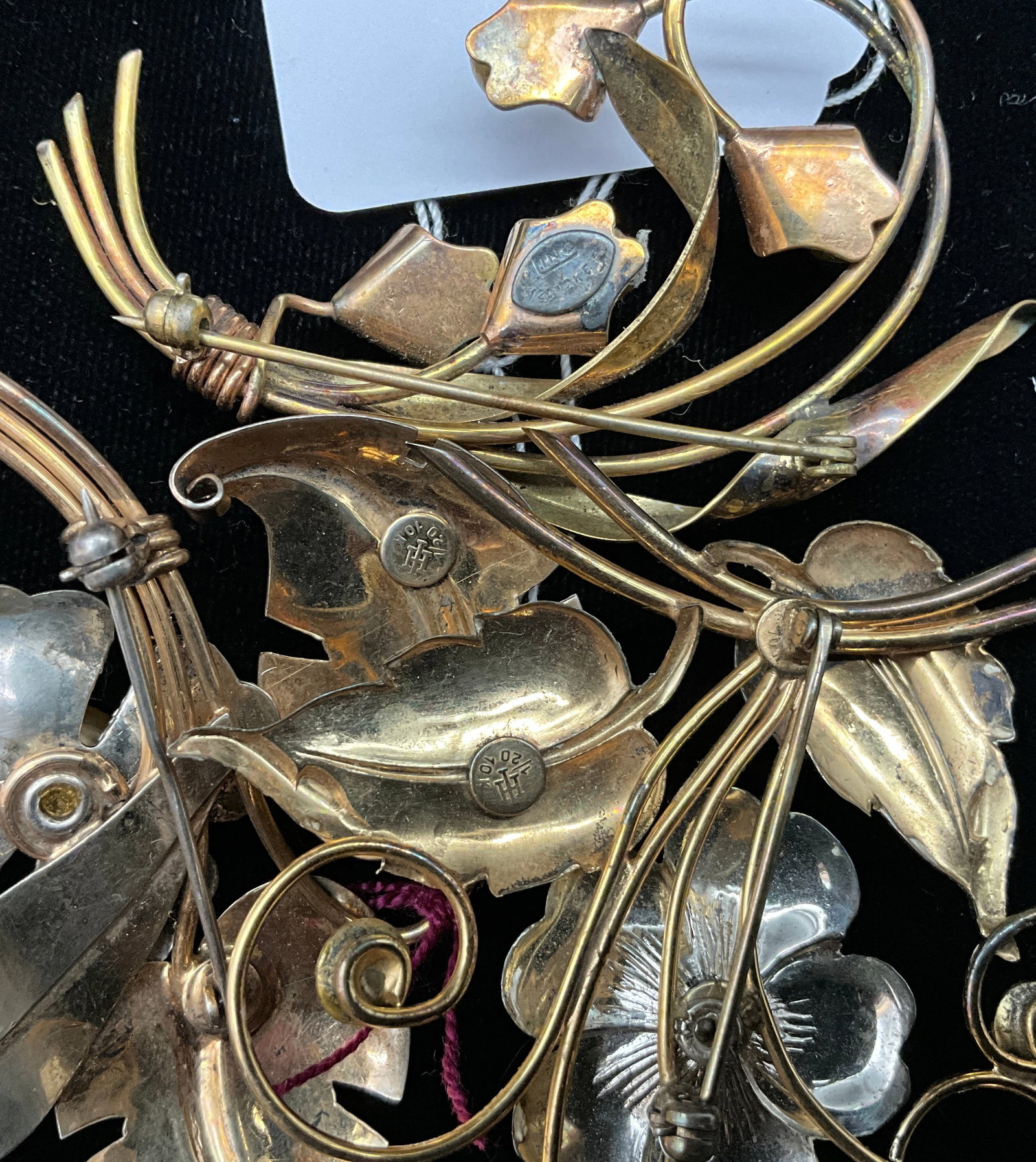 A Trio of Harry Iskin and HNC 10 Karat Gold Filled Floral Brooches - 3