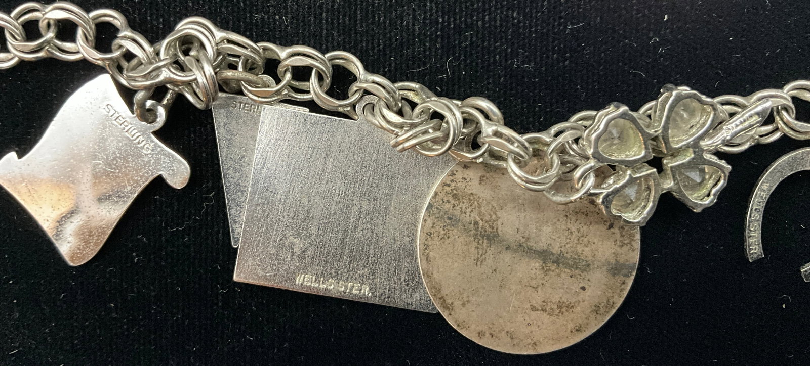 A Pair of Vintage Sterling Silver Double Link Charm Bracelets with Wells Charms - 4