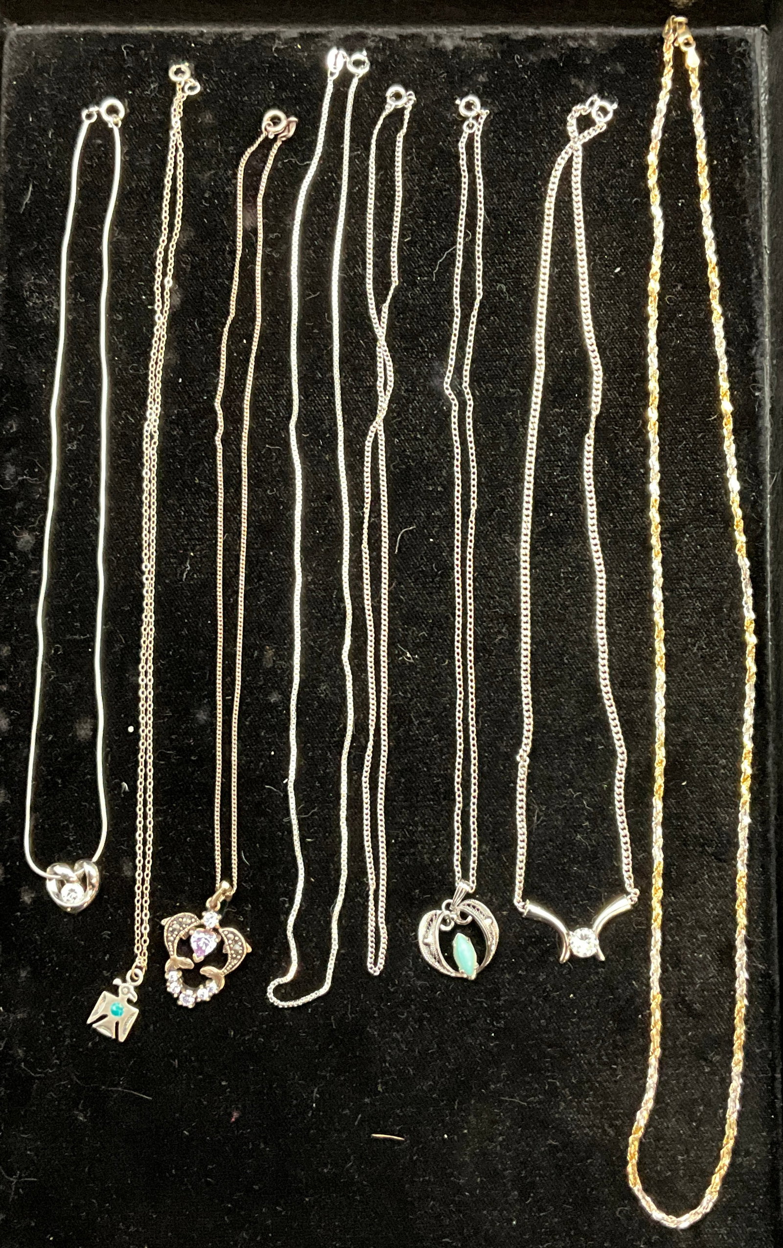 An Assortment of Eight Sterling Silver and Two-Tone Necklaces Including Sorrento - 2