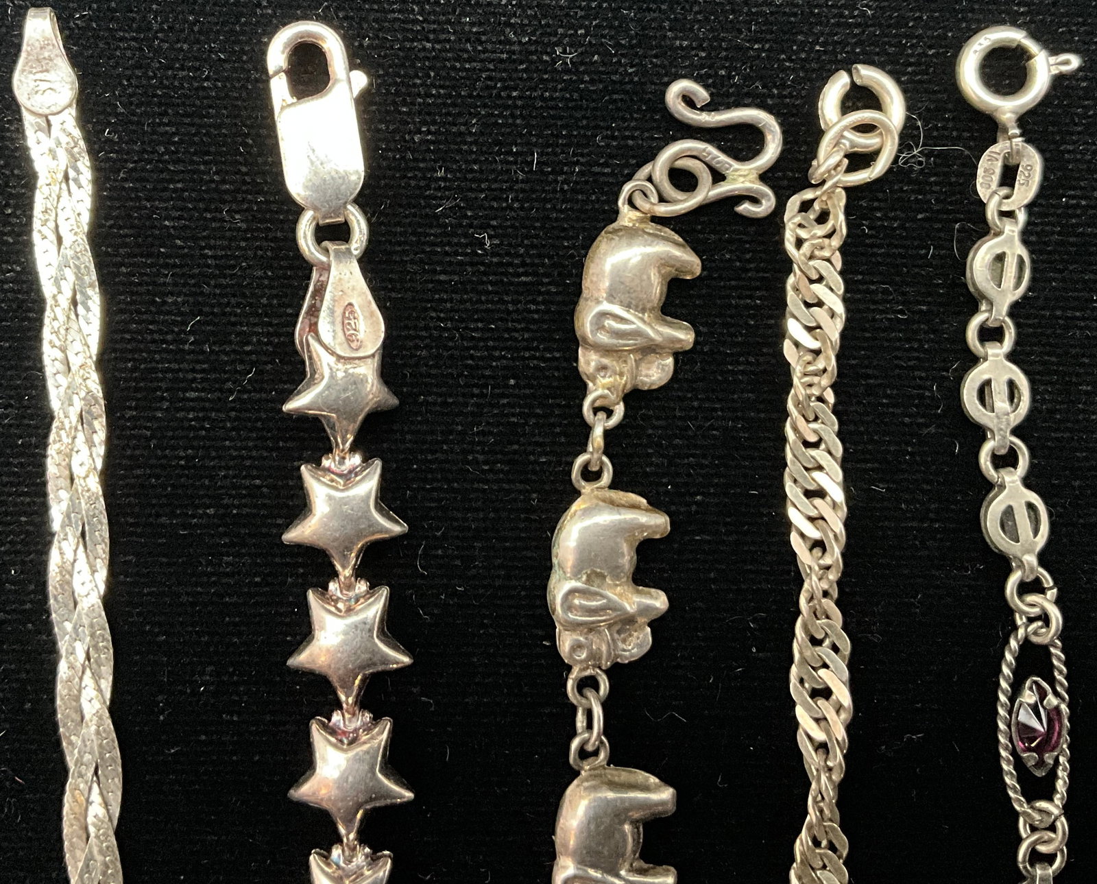 A Collection of Five Sterling Silver Link Bracelets - 4