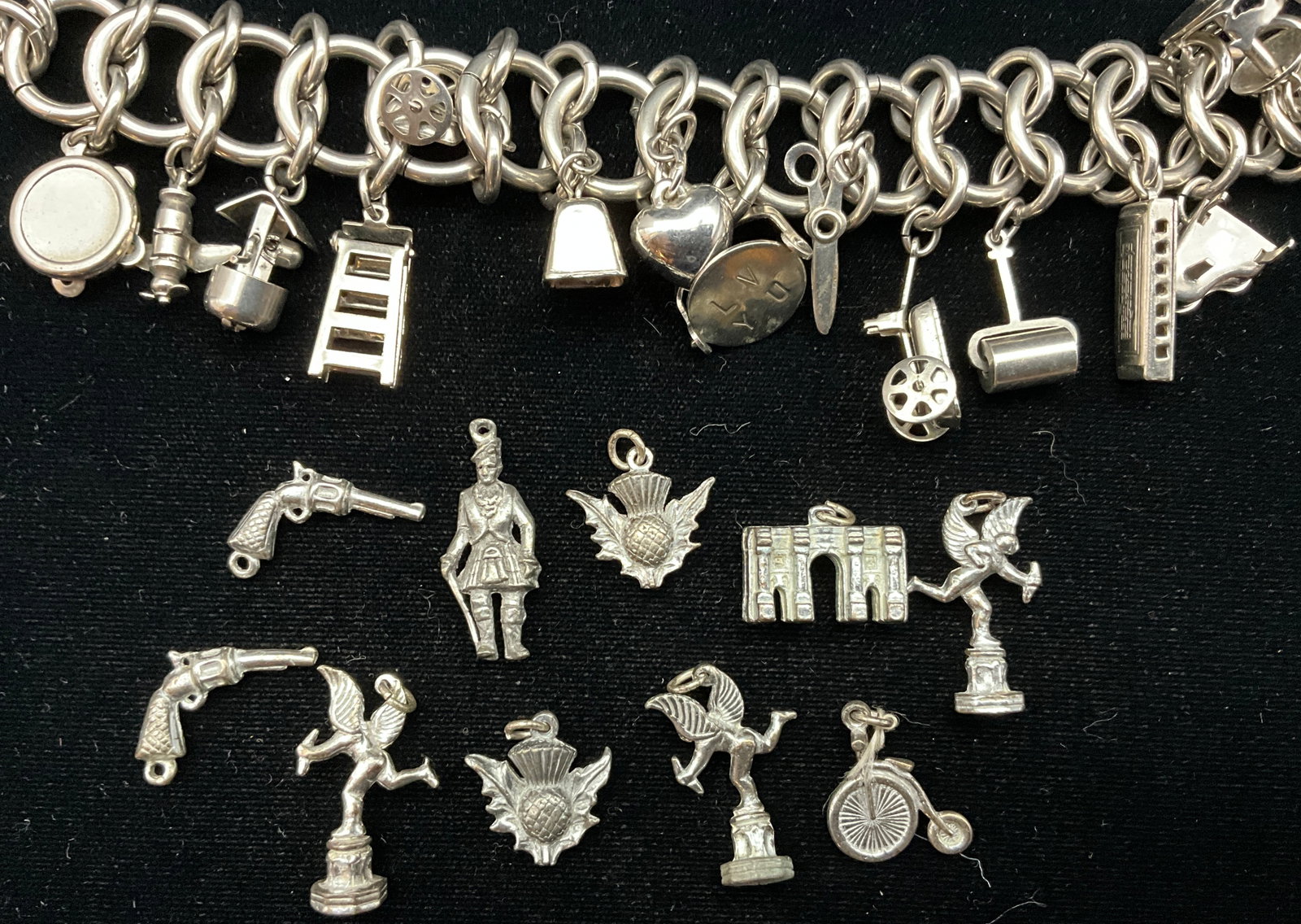 Vintage Kent Sterling Silver Charm Bracelet with Charms - 3
