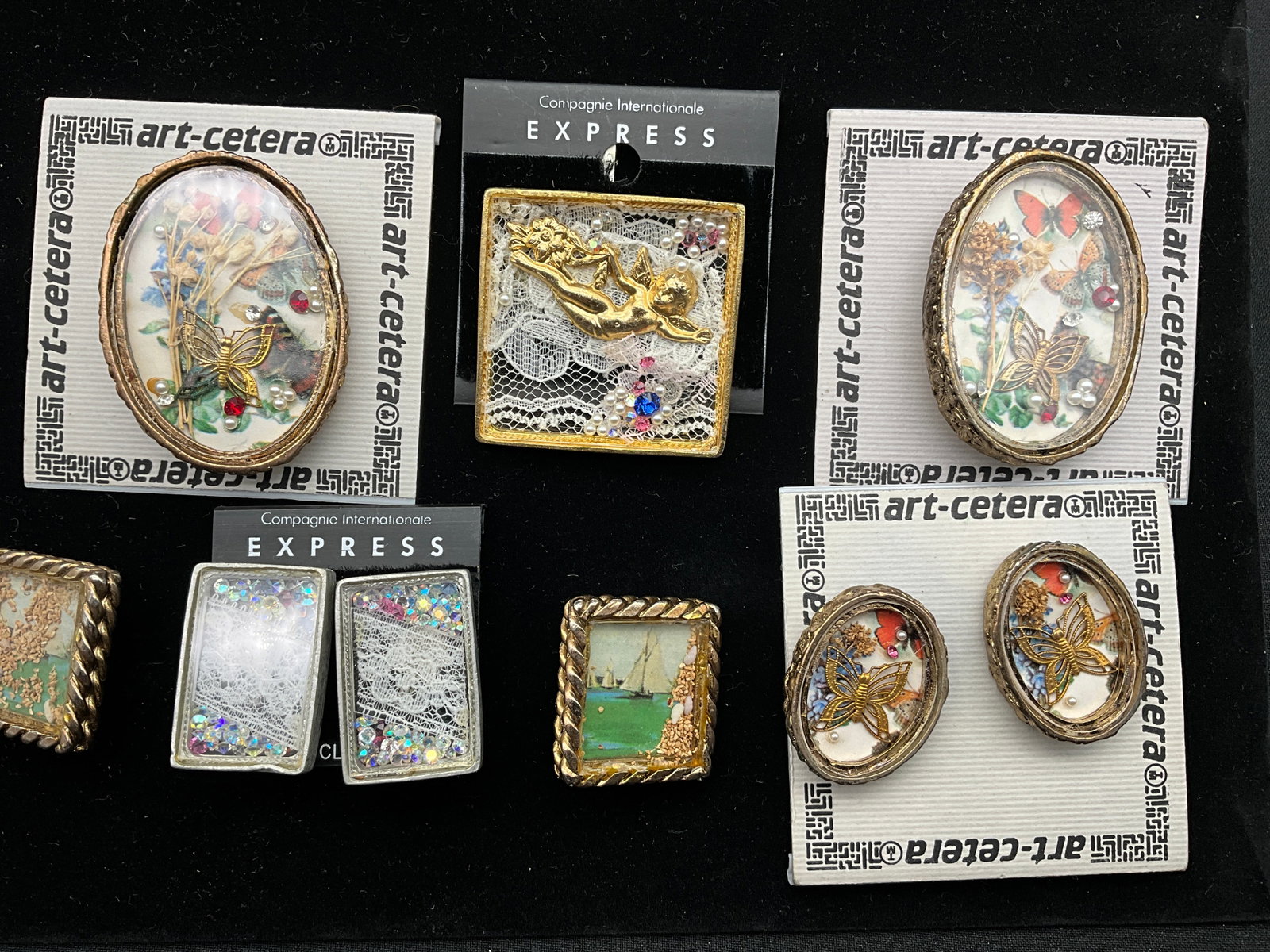 Vintage art-cetera and Compagnie Internationale EXPRESS Shadowbox Jewelry - 2