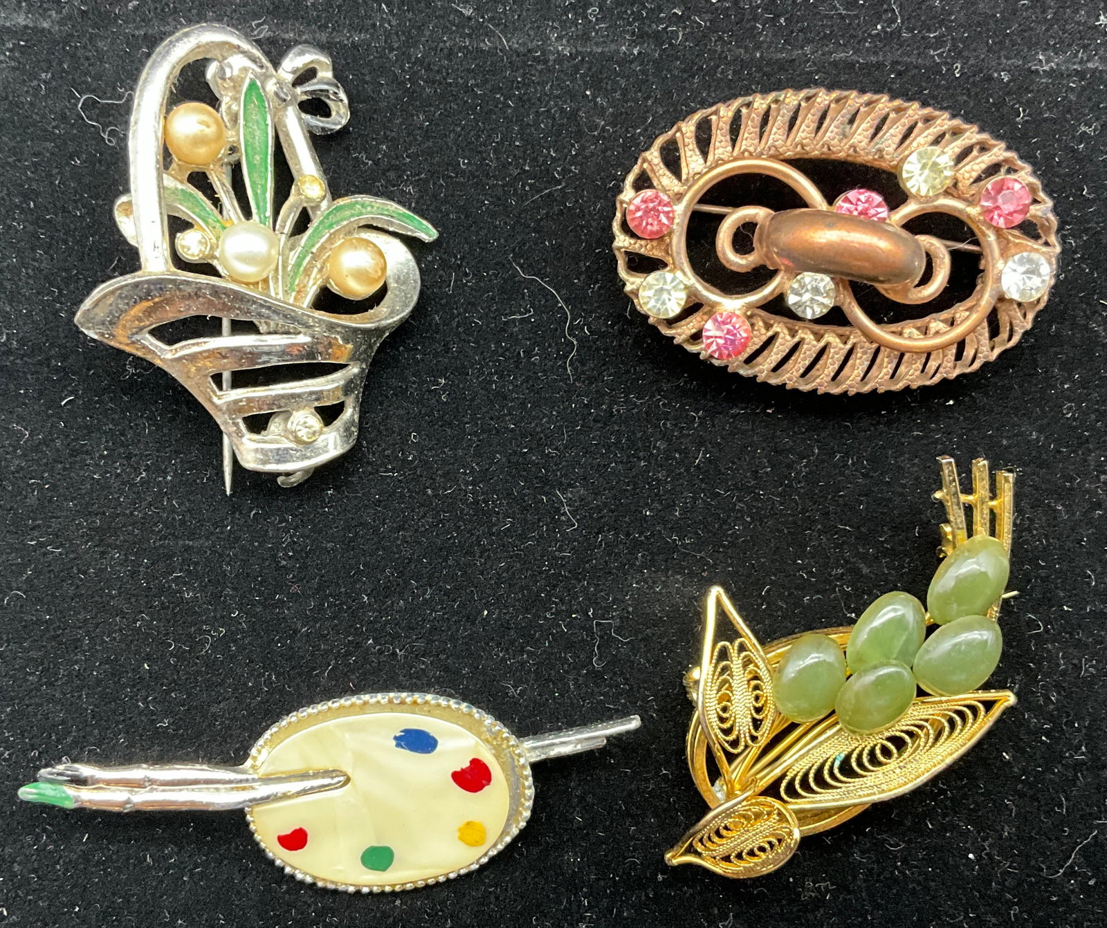 A Collection of Four Vintage Costume Jewelry Brooches - 2