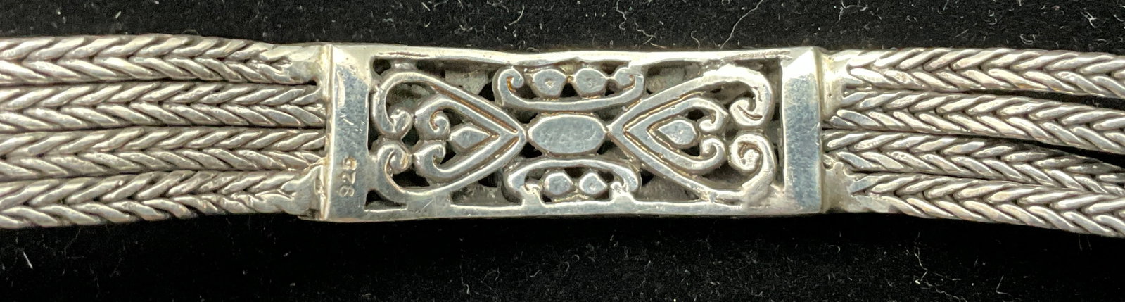 Sterling Silver Bali-Style Multi-Strand Woven Bracelet with Garnet Accent - 4