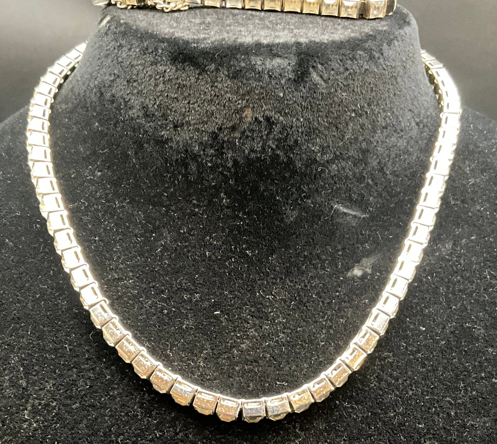 Dopsons Sterling Silver and Square Cut Colorless Stone Tennis Set - 2