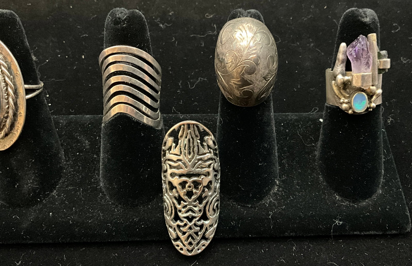 Six Sterling Silver Artisan and Contemporary Rings - 2