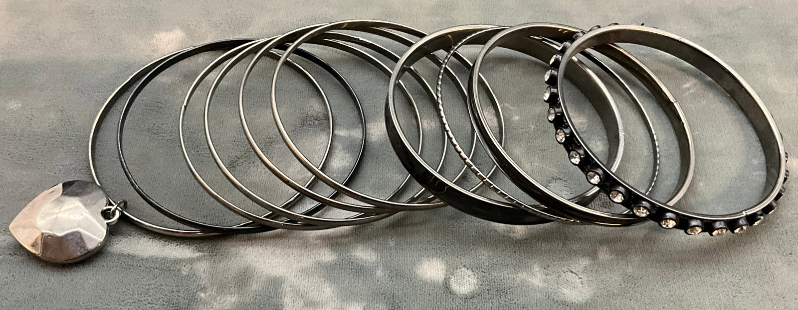 A Set of Twelve Gunmetal Tone Costume Bangle Bracelets - 2