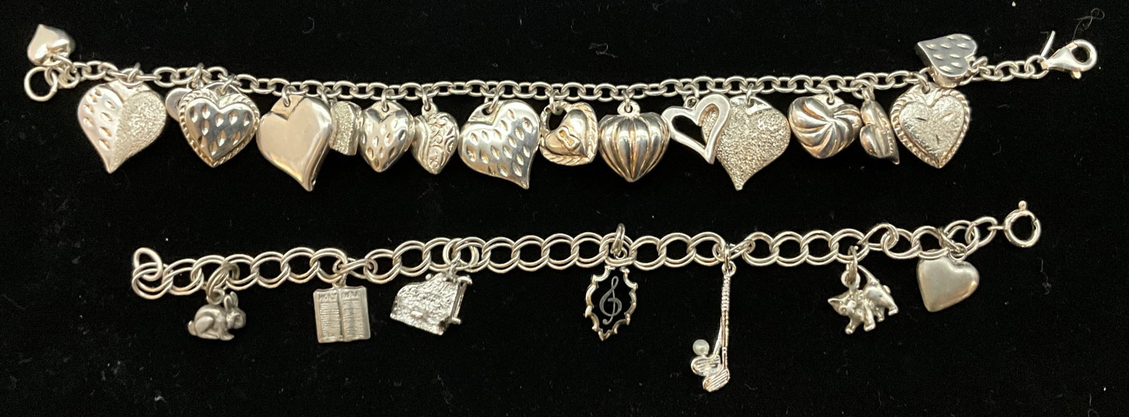 Two Sterling Silver Charm Bracelets including a JCM Mauritius Heart Motif Bracelet - 2