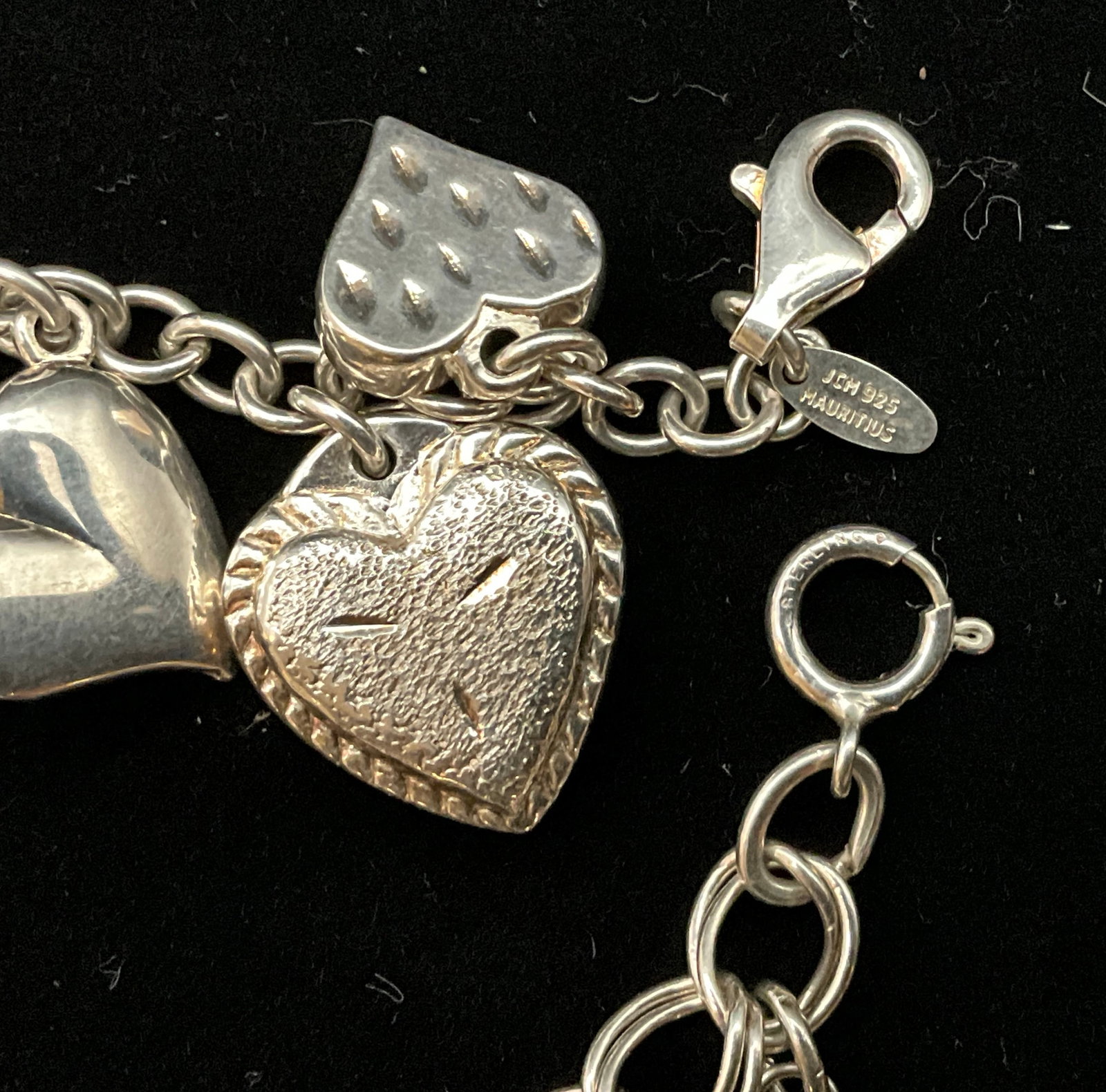 Two Sterling Silver Charm Bracelets including a JCM Mauritius Heart Motif Bracelet - 3