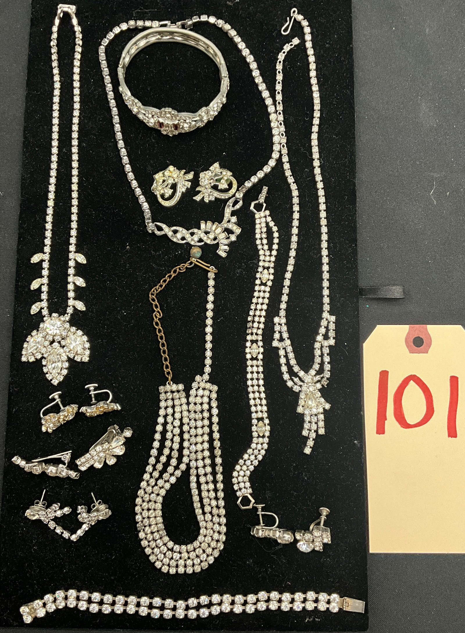 A Collection of Vintage Silver-Tone Rhinestone Jewelry including Signed Coro Pieces - 2