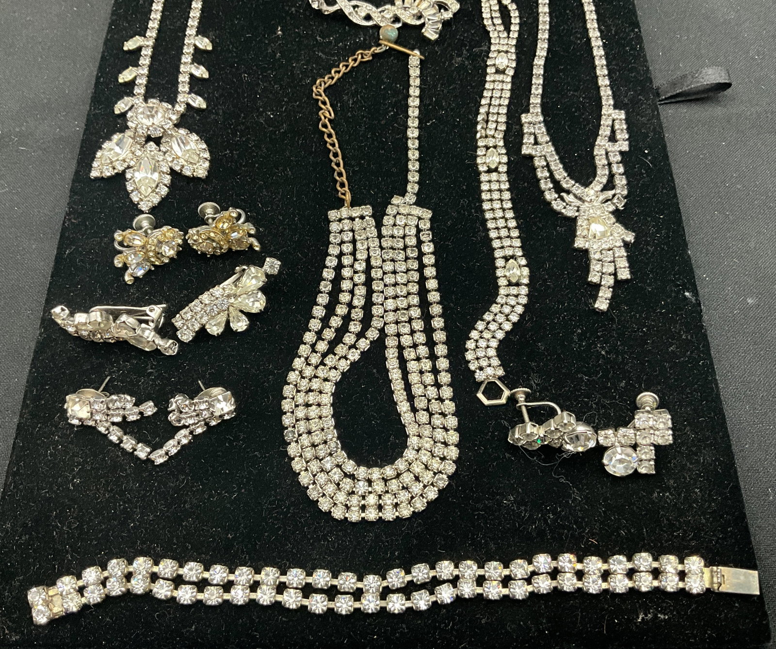 A Collection of Vintage Silver-Tone Rhinestone Jewelry including Signed Coro Pieces - 3