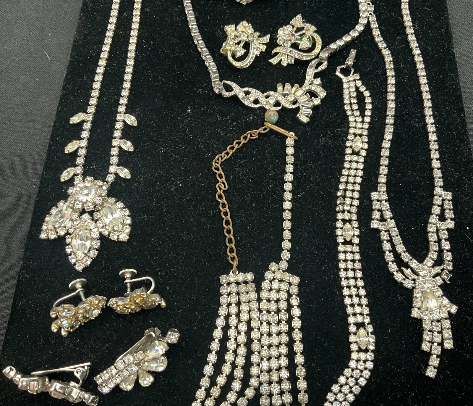 A Collection of Vintage Silver-Tone Rhinestone Jewelry including Signed Coro Pieces - 4