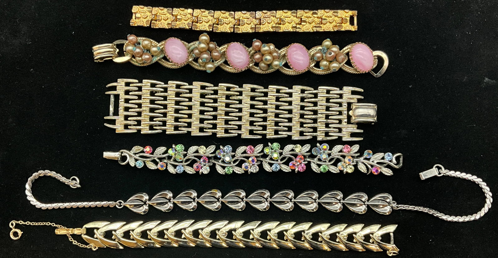 A Collection of Six Vintage Mid-Century Costume Jewelry Bracelets - 2