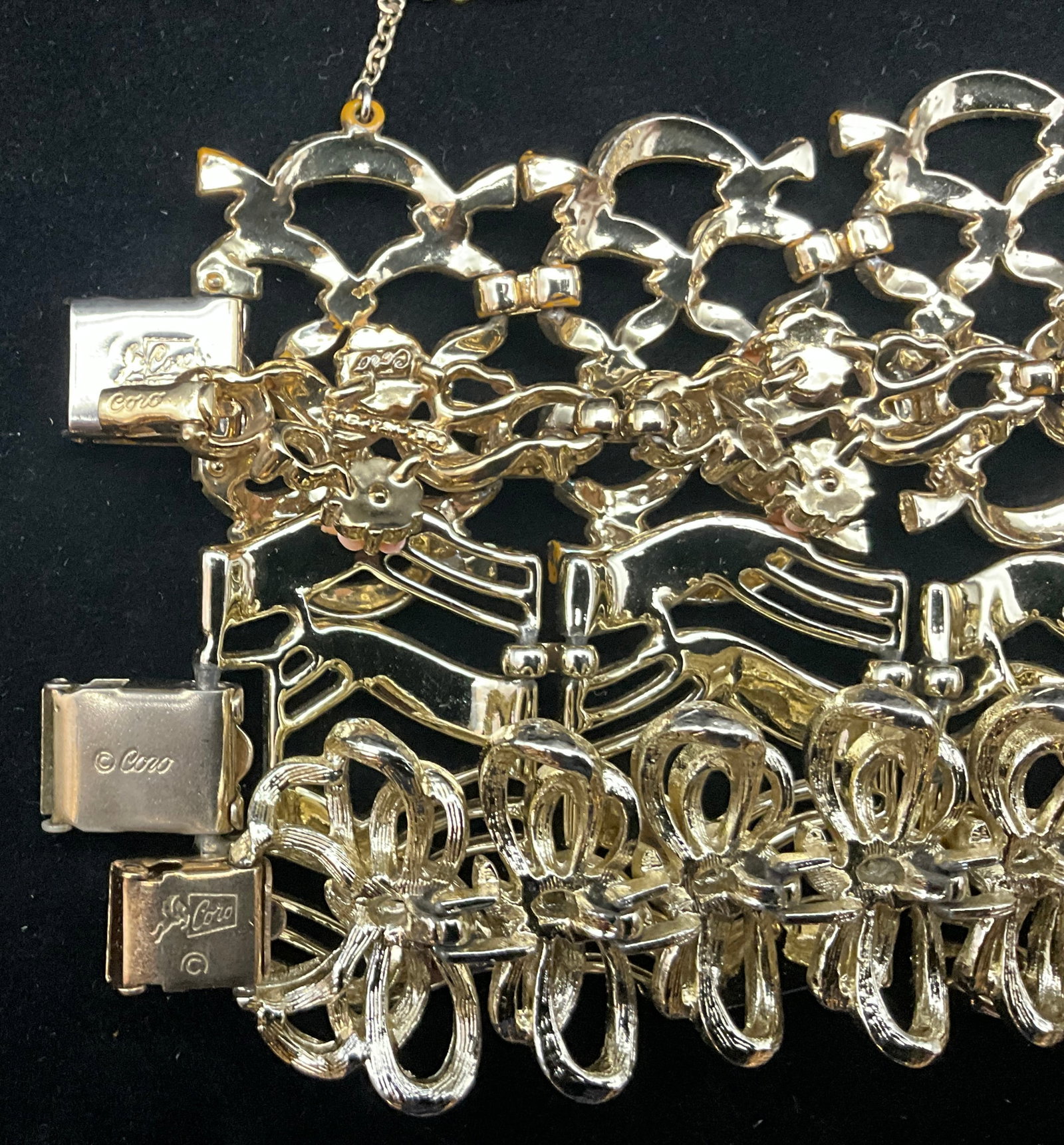A Collection of Six Vintage Signed Coro Mid-Century Costume Jewelry Bracelets - 4