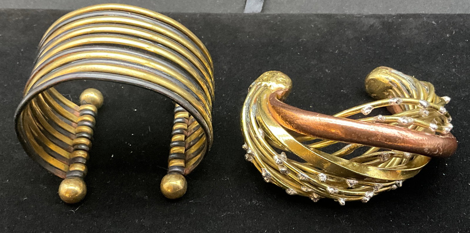 Two Mixed-Metal Modernist Cuff Bracelets - 2