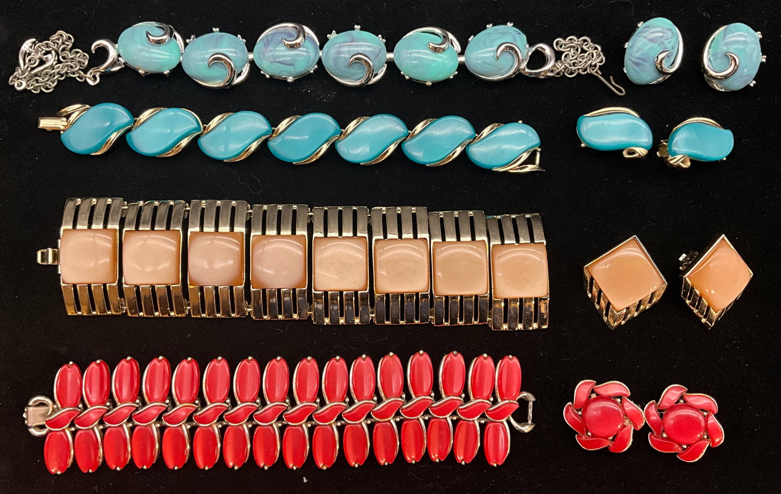 A Collection of Signed Lisner and Charel Mid-Century Costume Jewelry Sets - 2