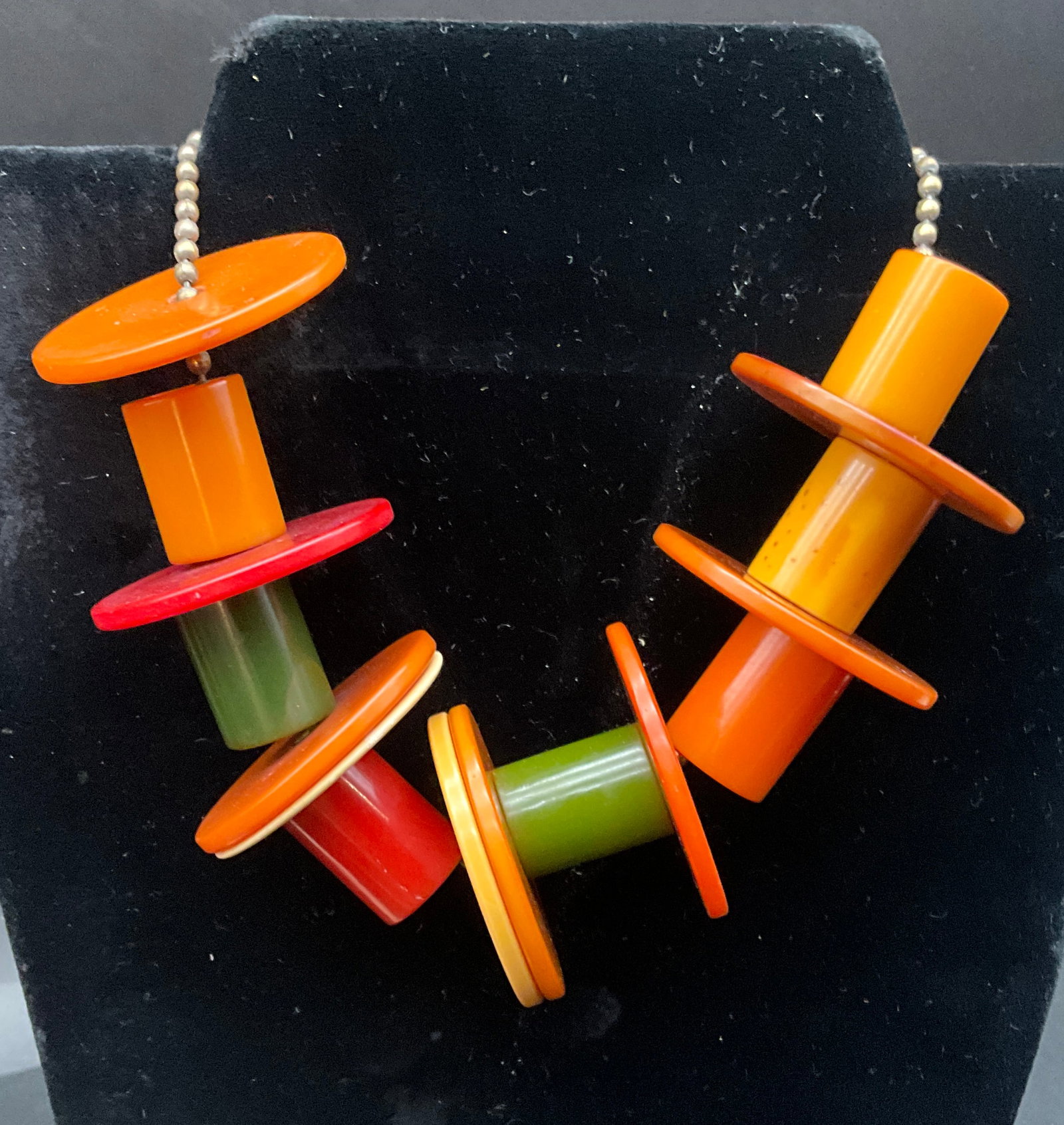 Two Art Deco Style Bakelite Geometric Bead Necklaces - 2