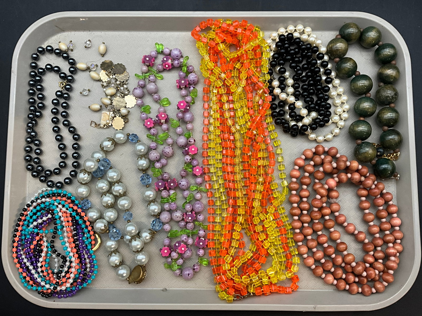 An Assortment of Mid-Century and Vintage Beaded Costume Jewelry Necklaces - 2